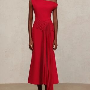 Elegant One-Shoulder Red Dress